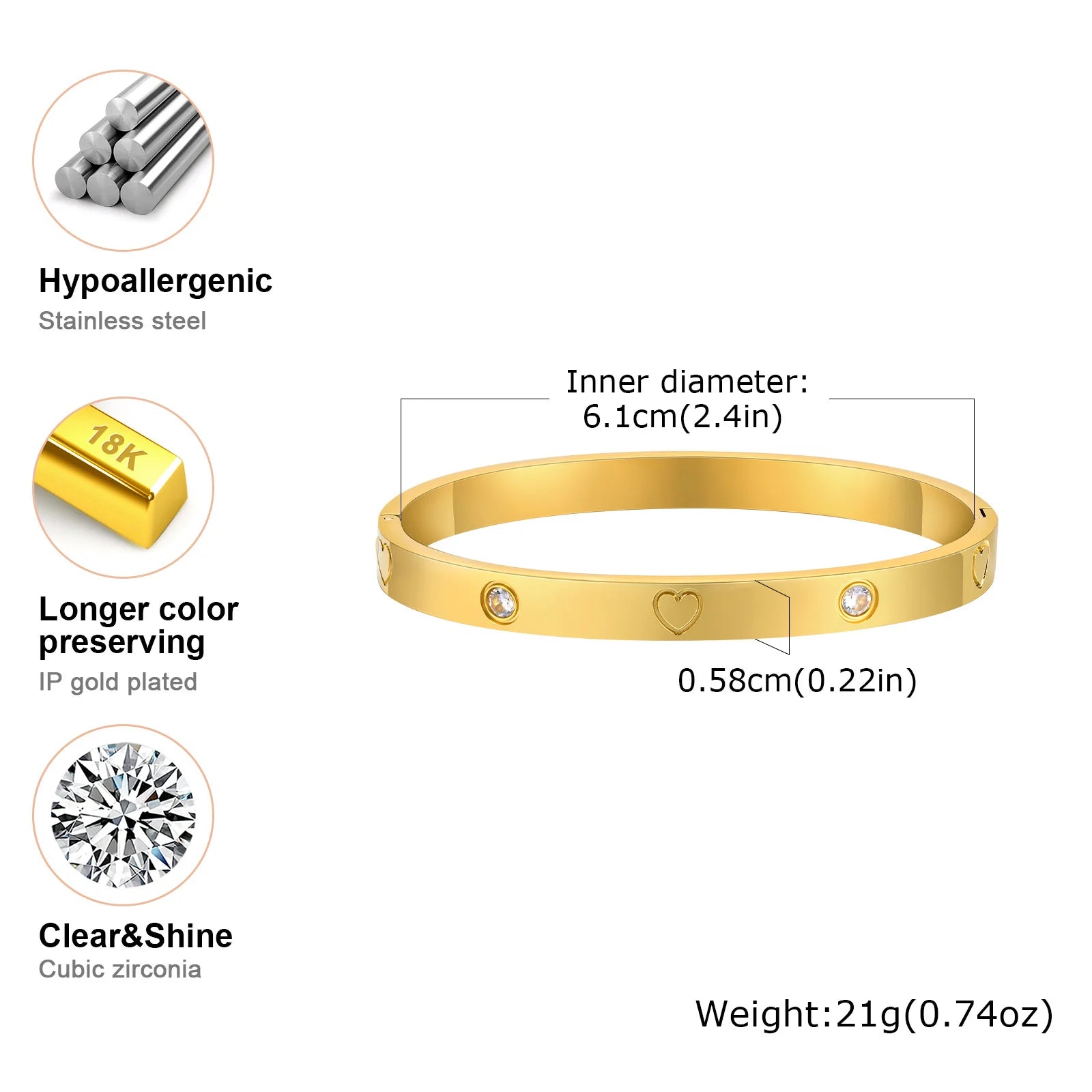 Bracelete Feminino Banhado a ouro