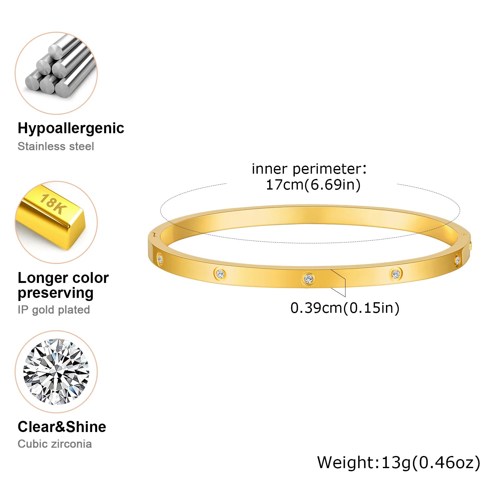 Bracelete Feminino Banhado a ouro