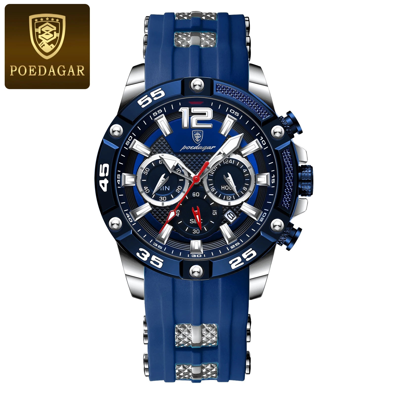 Relógio masculino Casual de Luxo POEDAGAR à prova d´água com cronógrafo luminoso e data