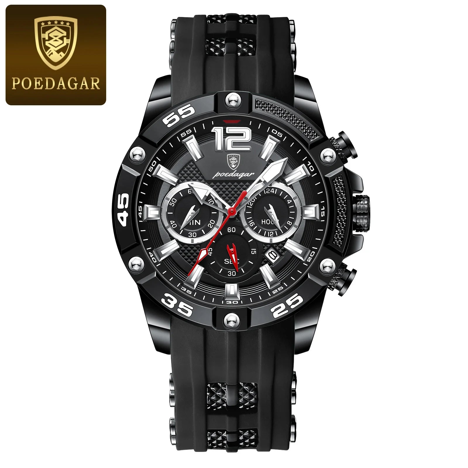 Relógio masculino Casual de Luxo POEDAGAR à prova d´água com cronógrafo luminoso e data