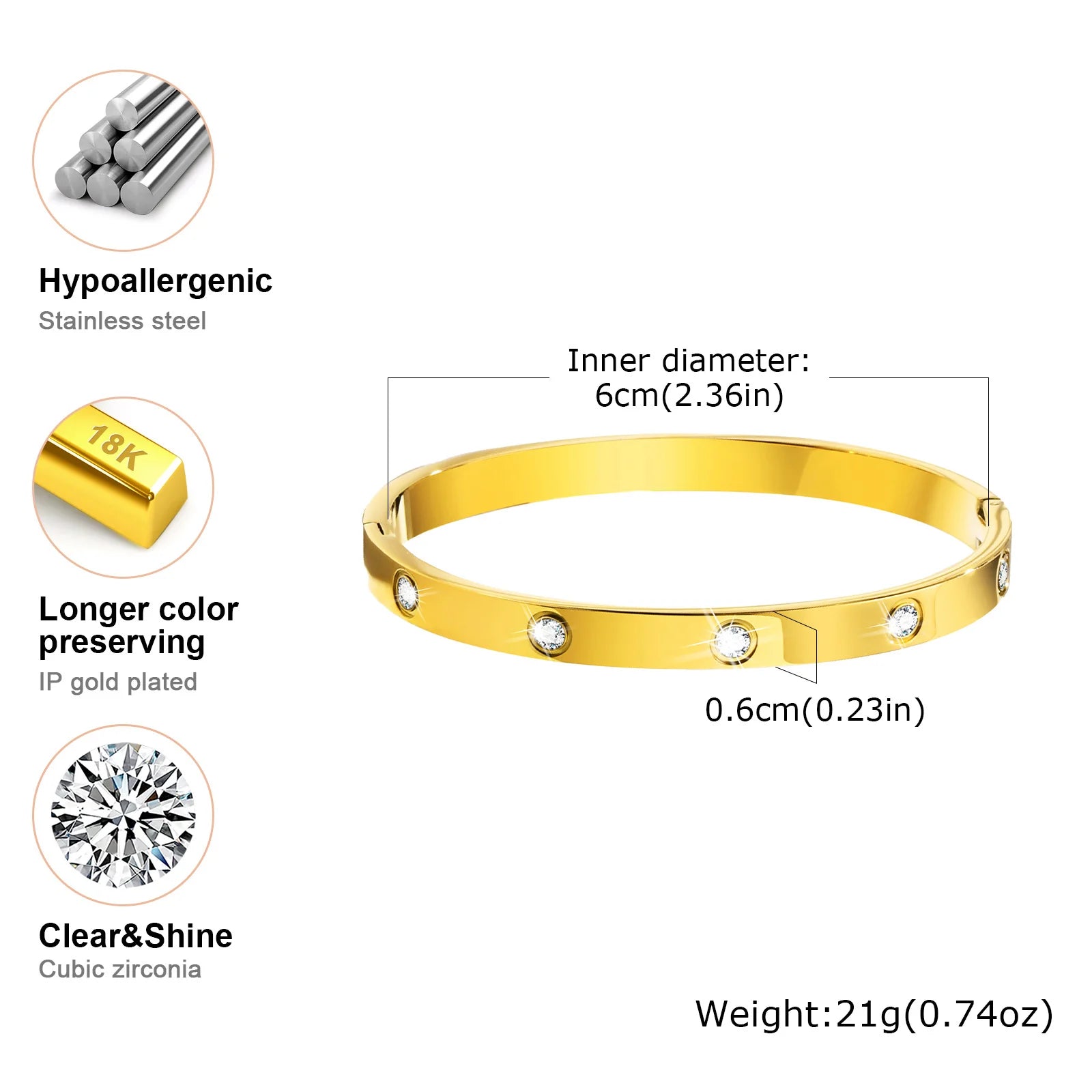 Bracelete Feminino Banhado a ouro