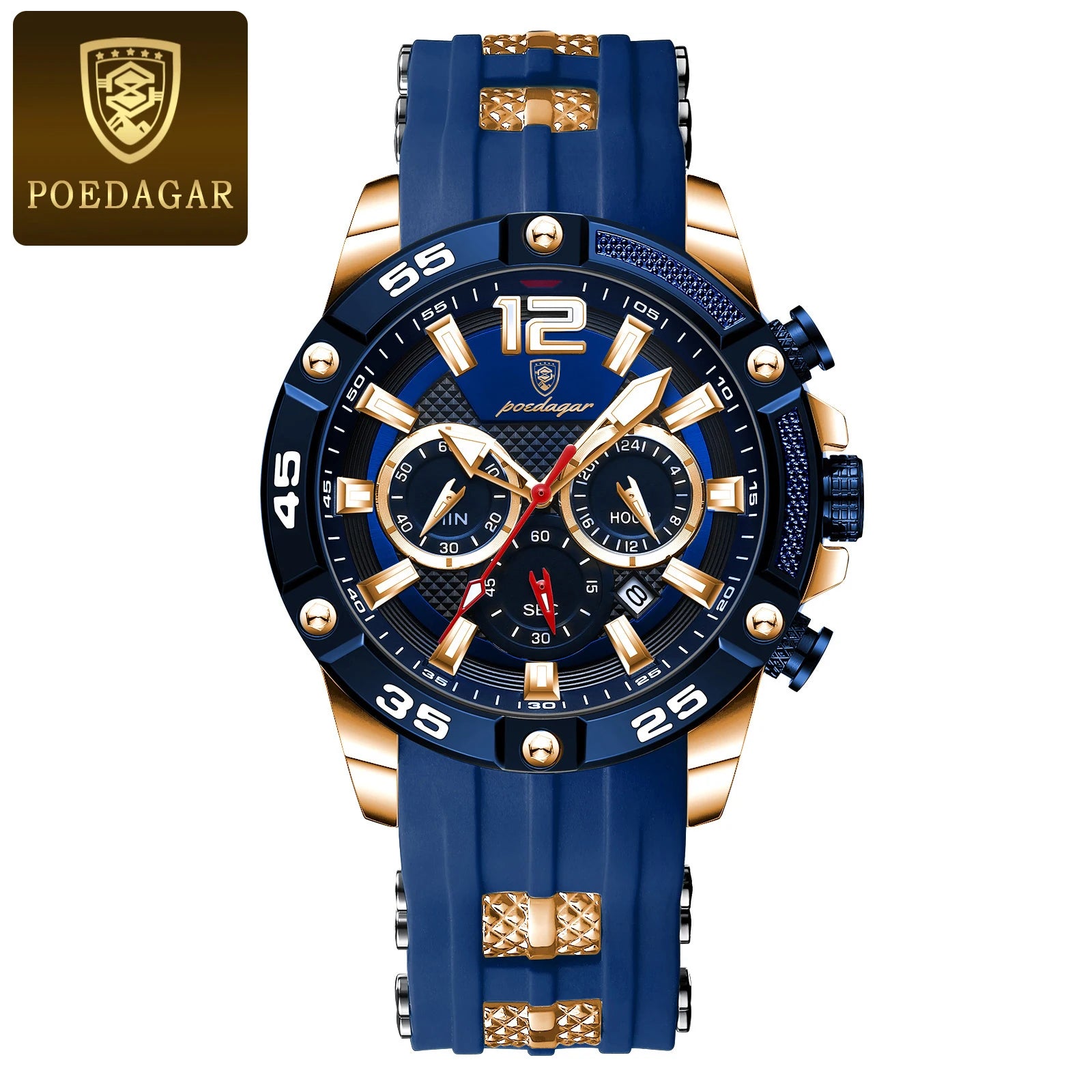 Relógio masculino Casual de Luxo POEDAGAR à prova d´água com cronógrafo luminoso e data