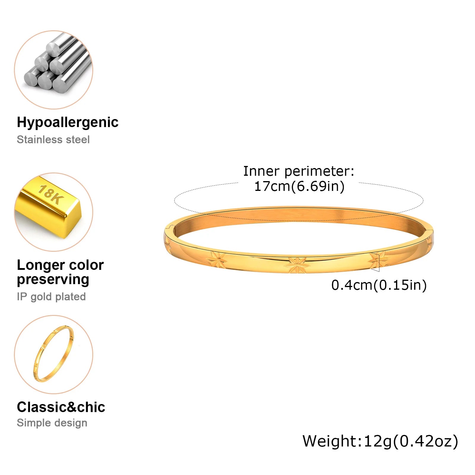 Bracelete Feminino Banhado a ouro