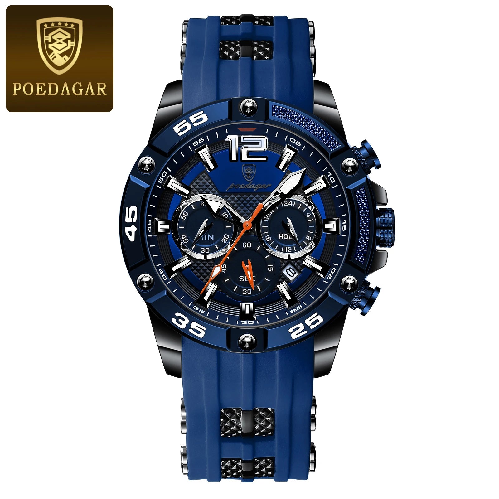 Relógio masculino Casual de Luxo POEDAGAR à prova d´água com cronógrafo luminoso e data