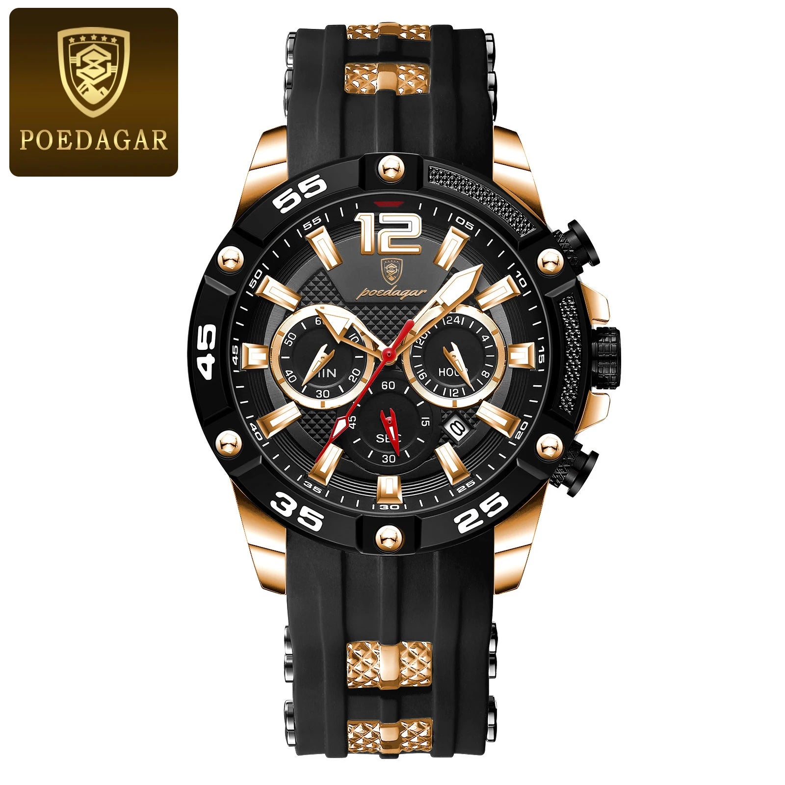Relógio masculino Casual de Luxo POEDAGAR à prova d´água com cronógrafo luminoso e data