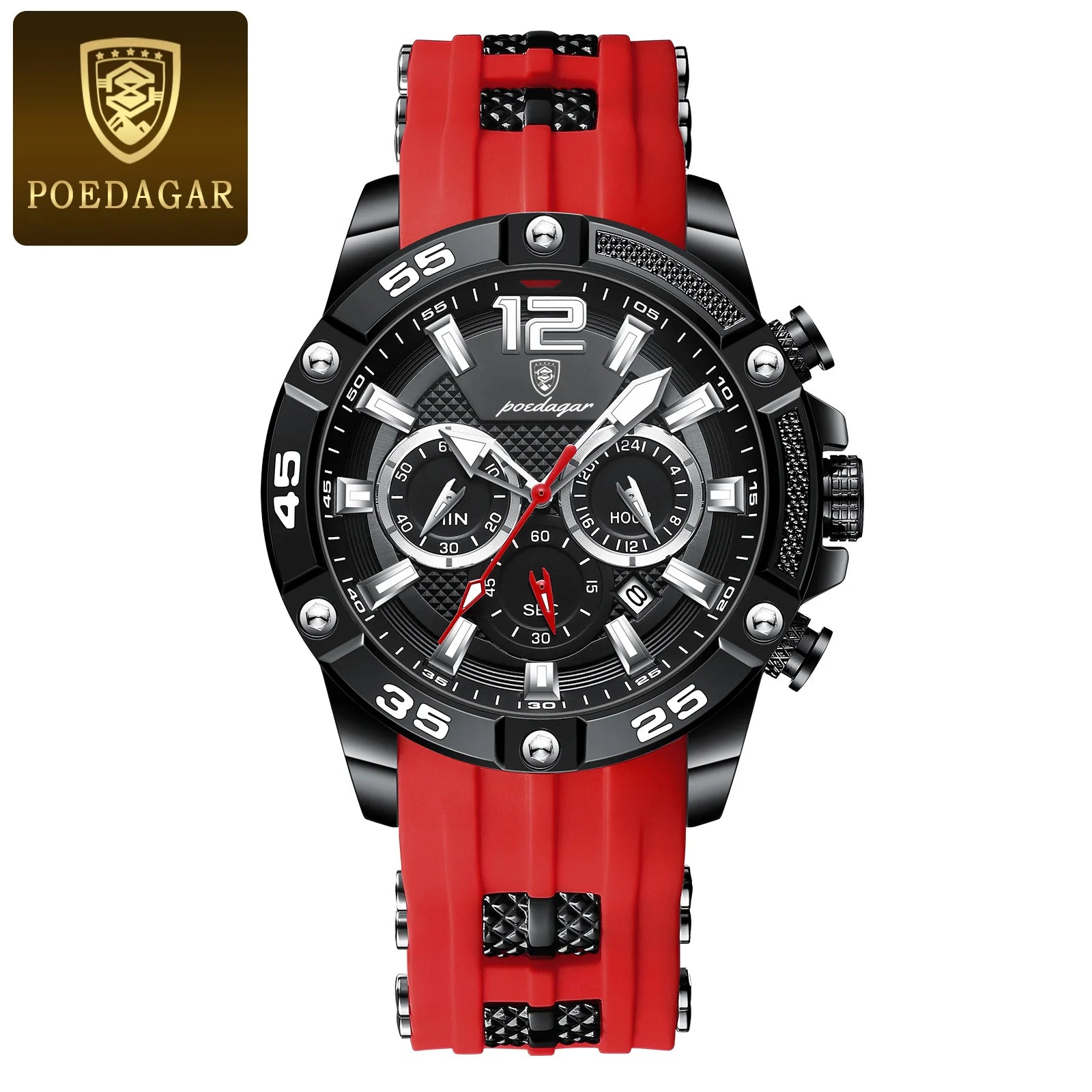 Relógio masculino Casual de Luxo POEDAGAR à prova d´água com cronógrafo luminoso e data