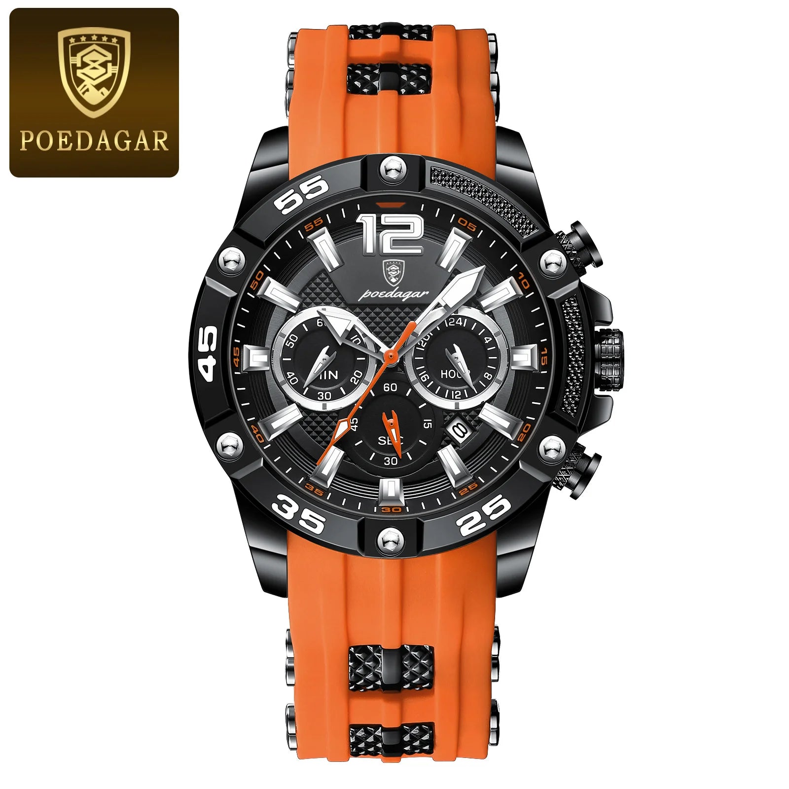 Relógio masculino Casual de Luxo POEDAGAR à prova d´água com cronógrafo luminoso e data