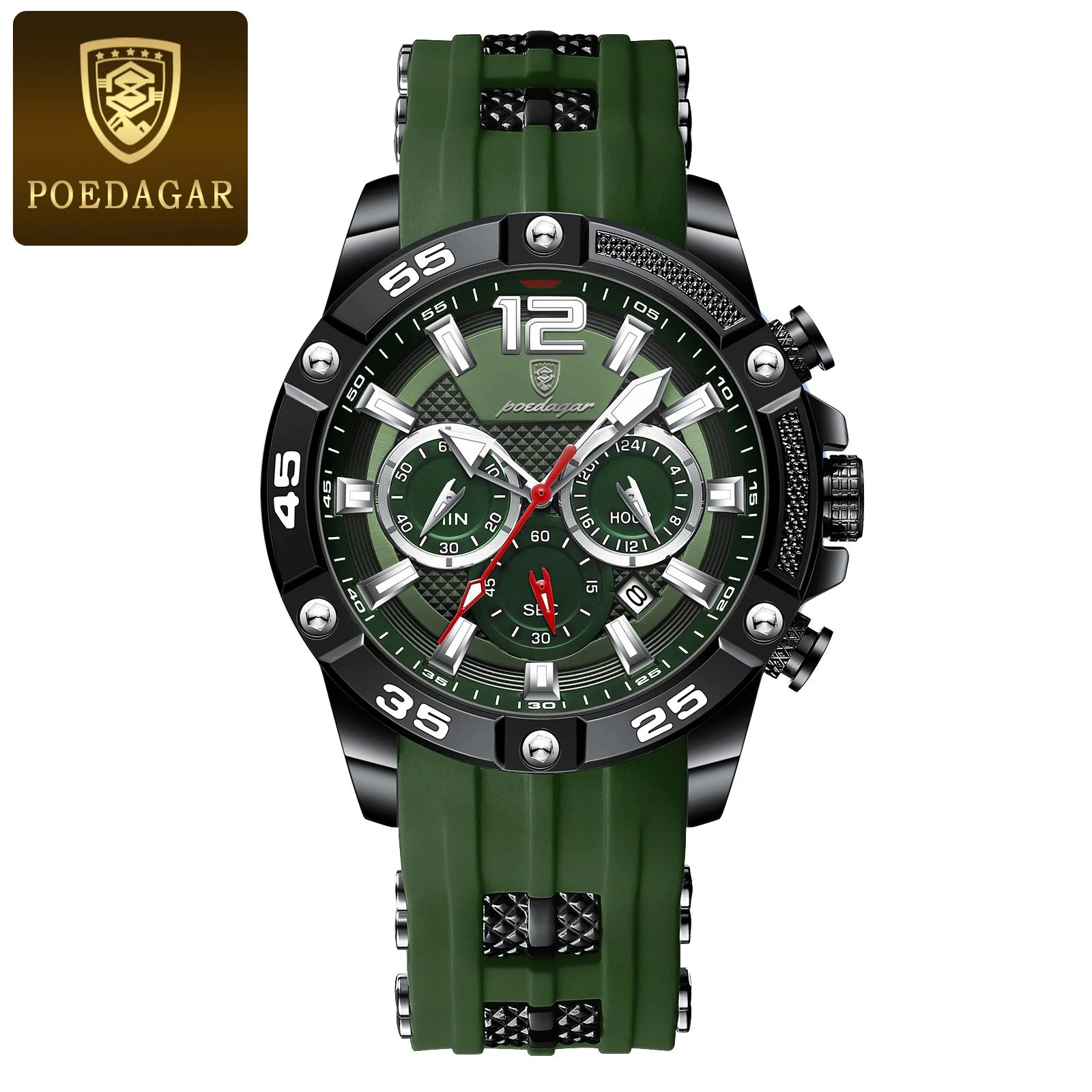 Relógio masculino Casual de Luxo POEDAGAR à prova d´água com cronógrafo luminoso e data