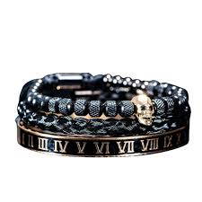 Bracelete caveira banhado a rodio negro